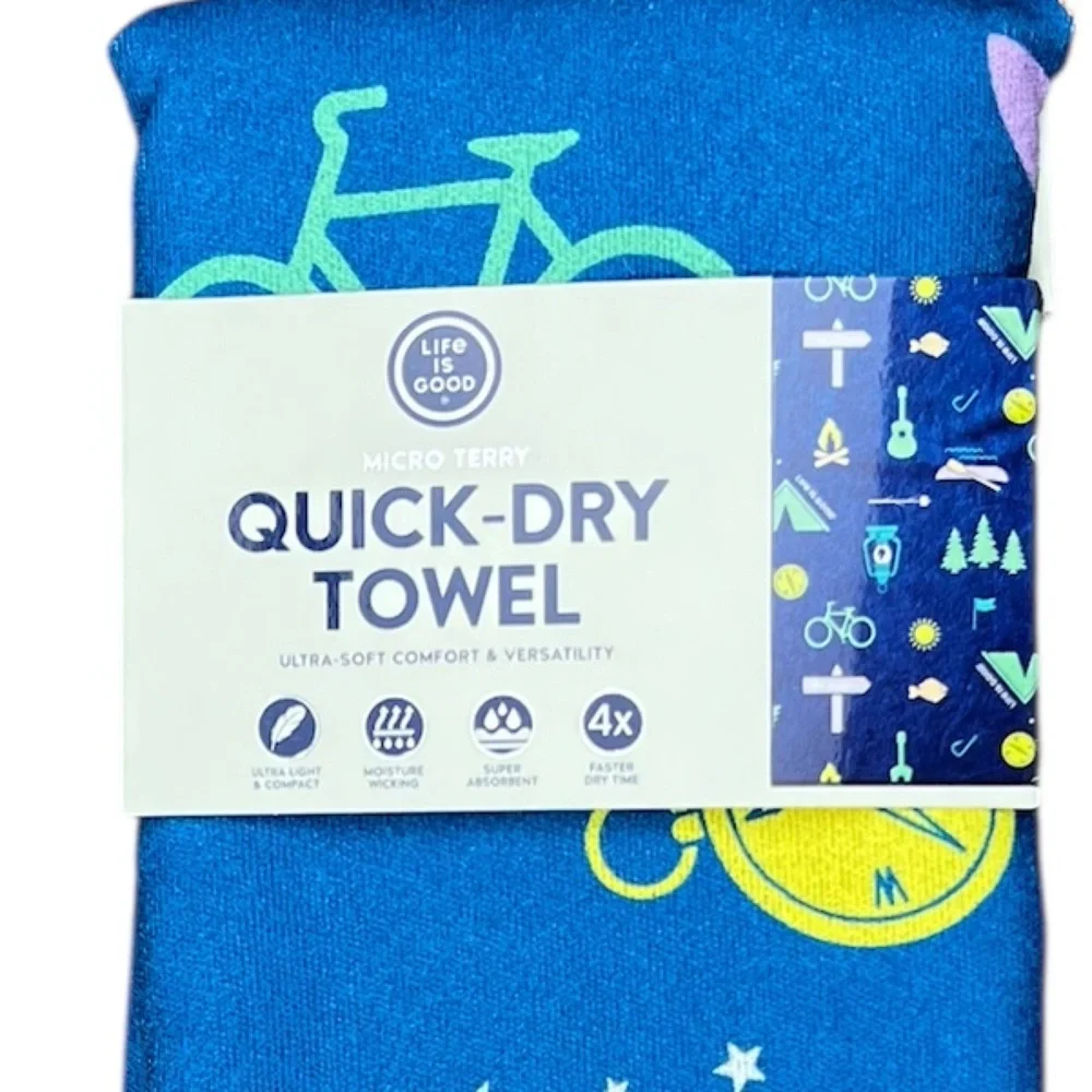 Life Is Good - ‘Summer Fun’ Quick-Dry Towel. 72.5” x 30”. NWT. Firm!